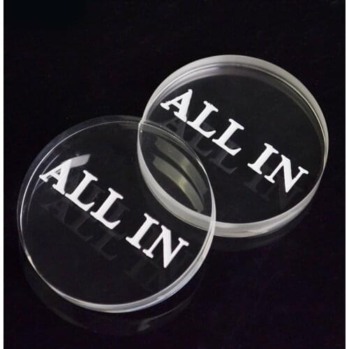 1pcs Acrylic Transparent Round All In Dealer Button Pressing Texas Hold'em Casino ALL IN