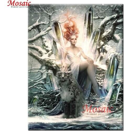 5d DIY Diamond Painting Full Square/Round Fairy Girl Diamond Embroidery Complete Kit Mosaic Cats,Fairies,Fantasy,Winter