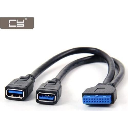 CY 2 Ports USB 3.0 Female to Motherboard 20pin Header Cable 10cm