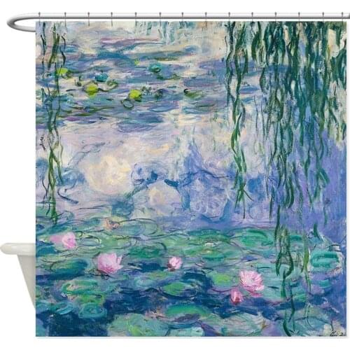 Design Water Lilies Claude Monet Fine Art Decorative Fabric Shower Curtain