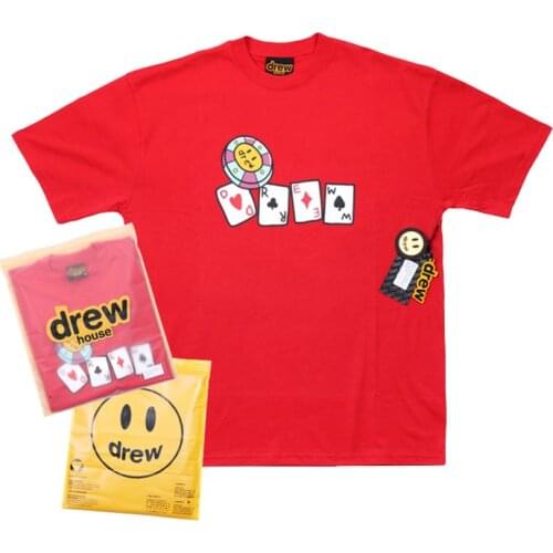 DREW T Shirt Summer 100% Cotton Men T-shirt Male Womens tshirt Short Sleeve High Quality Tops HOUSE JUSTIN Smiley Playing Cards