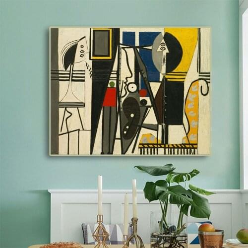 Citon Pablo Picasso《Artist and His Model,1926》Canvas Art Oil Painting Artwork Poster Picture Modern Wall Decor Home Decoration
