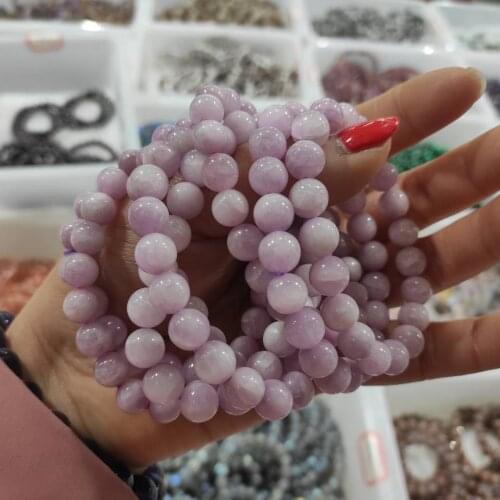 Kunzite Quartz Healing Bracelet Crystals Gift, Protection + Emotional Balance + Anxiety