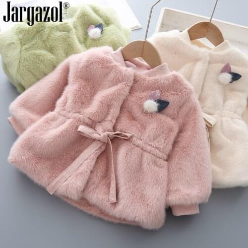 Fashion Girls Long Sleeve Winter Coat Thick Warm Faux Fur Coat Soft Baby Girls Jacket for 2-6years Old Children Outerwear