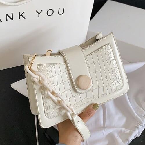 Crocodile Pattern Small PU Leather Armpit Bag For Women 2020 Elegant Chain Shoulder Handbags Female Travel Crossbody Hand Bag