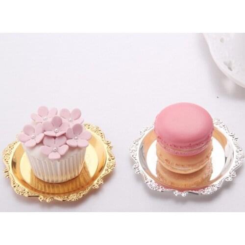 Metal Cake Pan Gold/Silver Fruit Plate Small Objects Storage Jewelry Display Tray