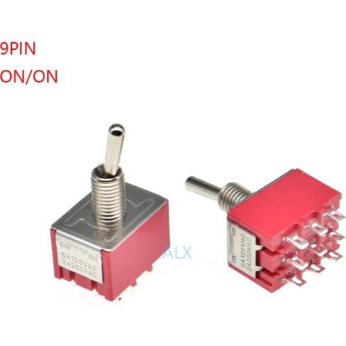 2PCS MINI 6MM MTS-302 9PIN 2 Position ON-ON Miniature toggle switch power switches 6A/125V 2A/250V MTS 302 MTS302