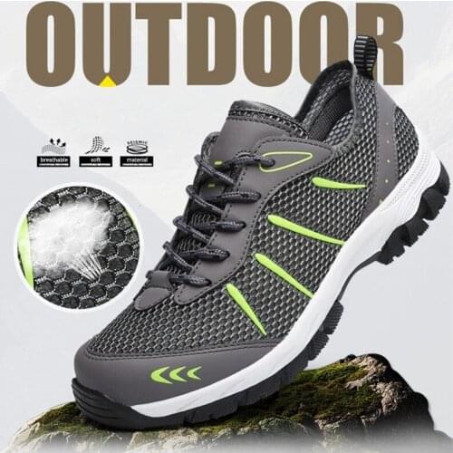 Plus Size 39-48 Men Hiking Shoes Mesh Breathable Outdoor Climbing Shoes Durable Male Trekking Sneakers Casual Sports Shoes