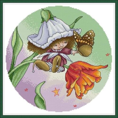Flower Fairy 6 cross stitch kit aida 14ct 11ct count print canvas cross stitches needlework embroidery DIY handmade