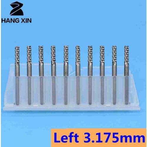 3.175mm 10PCS PCB bit set engraving tool rotary CNC end mill left hand fishtail corn milling cutter CNC engraving machine tool