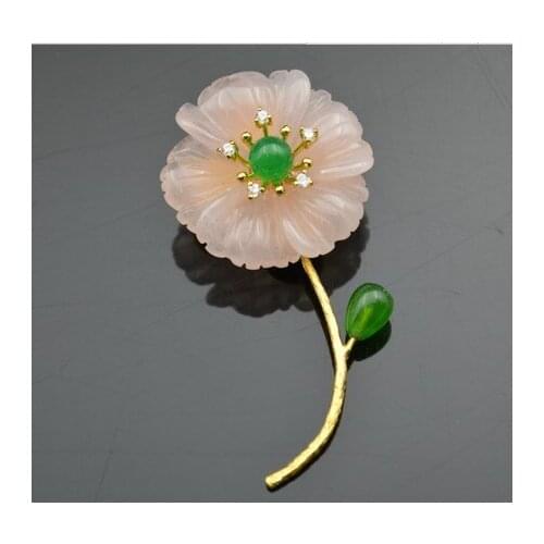 Natural Pink Crystal Pearl One Flower Brooch Pendant