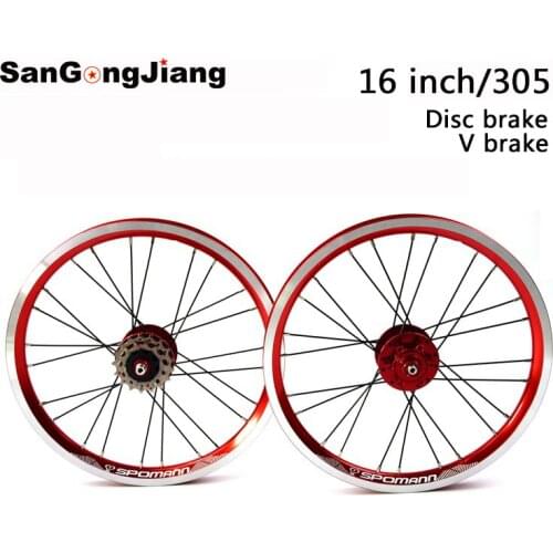 16 inch BMX Folding Wheel Set V Brake Outside 3 speed Hub Front 2 Rear 5 Peilin Bike Front 74 Rear 85MM Bicycle Wheel Set