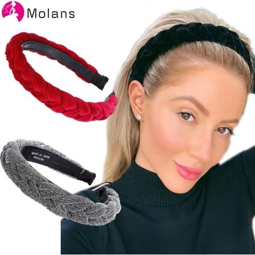 MOLANS Hair Accessories Wide Shiny Weaving Hairbands Braided Headband Hair Hoop Fashion Hair Bands Bezel Headdress