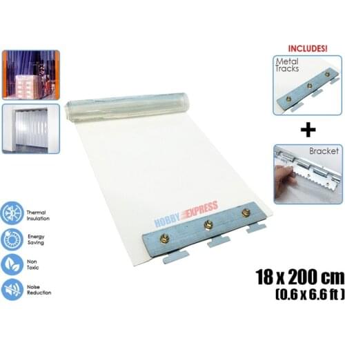 Arrowzoom 0.6 x 6.6 ft (18 cm x 200 cm) PVC Strip Plastic Curtain Warehouse Freezer Door Thermal Insulation 1 mm Thick KK1173