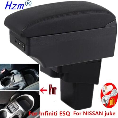 For NISSAN juke Armrest box For Infiniti ESQ Car armrest 2010-2019 accessories interior storage box Retrofit parts USB LED