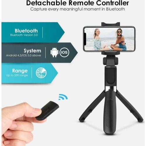 Portable BT Wireless Bluetooth Selfie Stick Tripod 360° Rotation Mini Selfie Stick Live Tripod Self-Timer Artifact for Phone