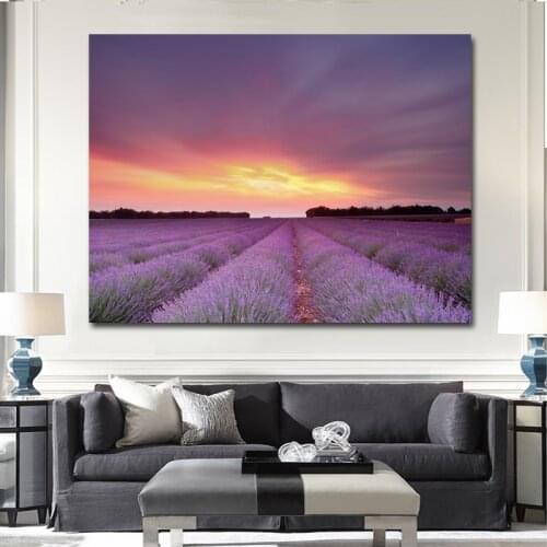 Provence Lavender Natural Landscape Posters Scandinavian Painting Nordic Wall Picture for Living Bed Room