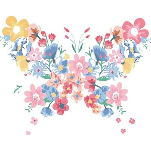Colorful Butterfly Iron-on Transfers Patches For Clothing Vinyl Thermo Stickers Applique Diy Heat Thermotransfer Clothes Stripes