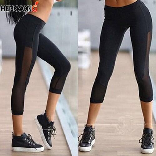 Sexy Women Push Up Leggings Gothic Mesh Design Trousers Pants Black Capris Sportswear New Fitness Leggings
