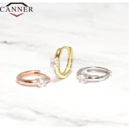 925 Sterling Silver Crystal CZ Hoop Earrings for Women Simple Luxury Circle Zircon Earring Gold Silver Fashion Jewelry Wholesale