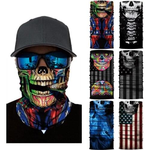 3D Seamless Magic Scarf Skull Clown Neck Gaiter Face Cover Buffs Headwear Halloween Bandana UV Protection Headband Mascarillas