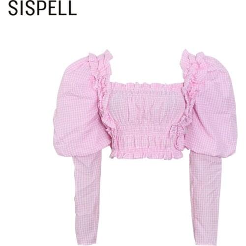 Блузки в клетку SISPELL China At AliExpress