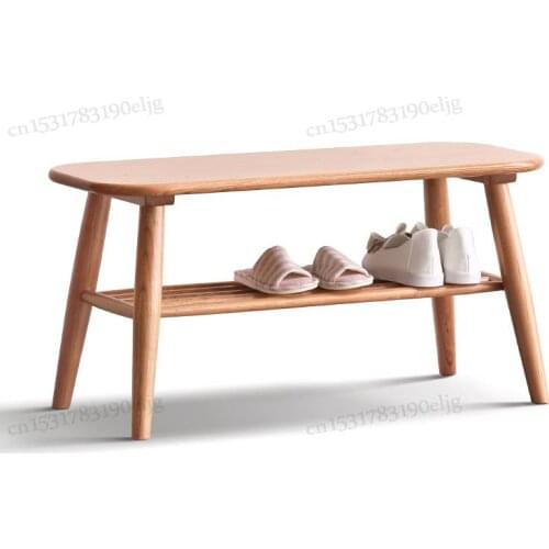 Solid Wood Shoe Bench Cherry Wood Nordic Door Footrest Simple Home Bed End Stool Into The Door To Wear Shoe Stool
