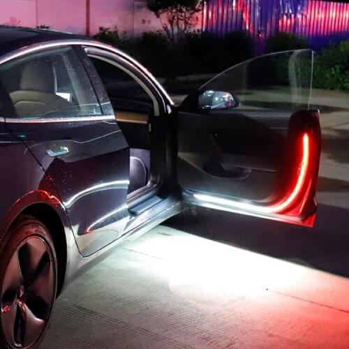 120cm 2in1 Car LED Door Warning Strip Strobe Flash Lamp Red White Anti-collision Welcome Decorative Light for bwm Toyota vw