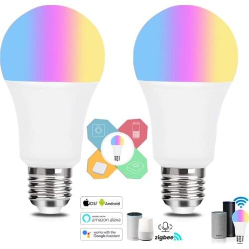 ZigBee 3.0 Tuya Smart Led Lamp Bulb Light E27 240V 110V 12W RGB+W+C Works with Smartthings Alexa Echo Hub Google Home