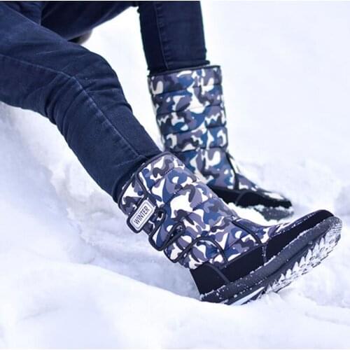 Thickened High Tube Snow Boots Men Winter Plus Velvet Warmth Men Cotton Shoes Northeast Large Size 47 Non-Slip Cotton Boots Men