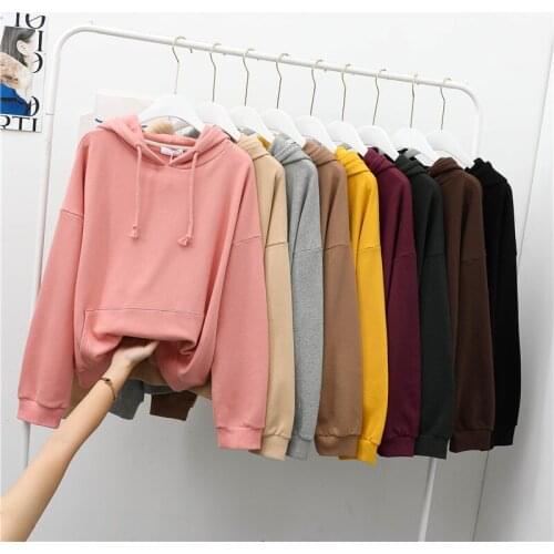 Women Hoodie 2020 Sweatshirts wild Solid color moletom feminino Harajuku Hoodies aesthetic Long Sleeve Hooded Pullover Clothes