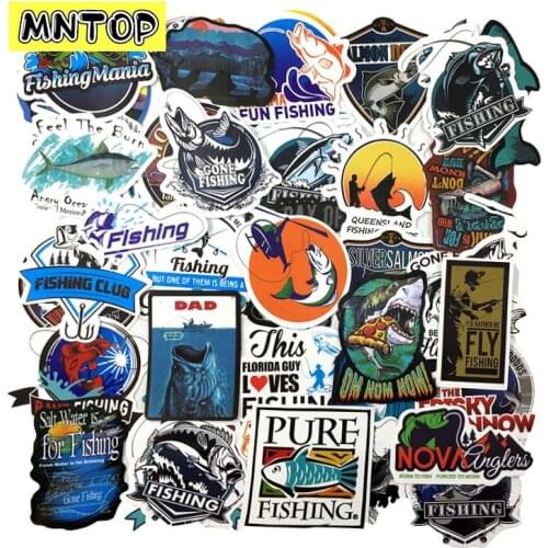 10/30/50pcs/pack Cartoon Outdoor Fishing Waterproof Stickers For DIY TOY Scrapbook Luggage Skateboard Motorcycle Computer Laptop
