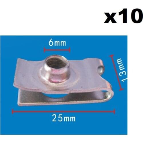 10x Nylon For Honda License plate steel clip