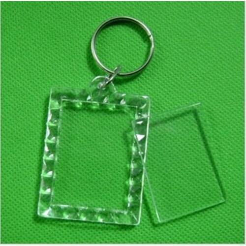 170pcs Blank Acrylic Rectangle Keychains Insert Photo Keyrings (Key ring chain)1.5"x 1.9",plastic photo frame keychain