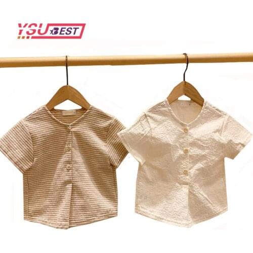 2020 Summer Kids Clothes Tee Girls Shirt Short Sleeve Boys Girls Shirt New Kids Clothes Cotton Linen Base Tops for Girls Shirt