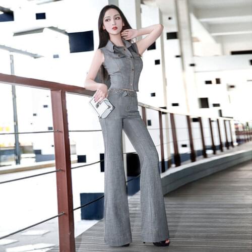 Women 2021 Summer New Fashion Casual Two Piece Set Female Sleeveless Jacket Coat and Pants 2 Piece Sets Ladies Slim Suit R04