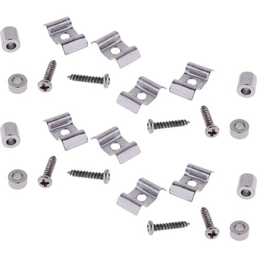 4 Sets Electric Guitar Roller String Trees Retainer Guides W/ Screw Silver