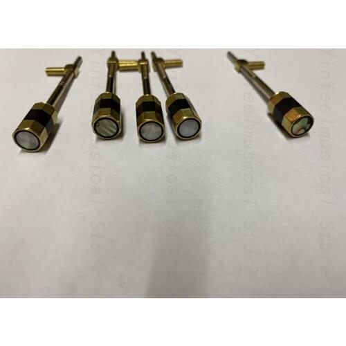 Free shipping 5pcs Violin Bow Screw abalone botton,gold colour good quality, 4/4 violin parts 61mm Long