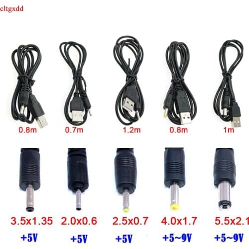 Power Adapter USB Port To DC 2.5*0.7 0.6 3.5*1.35 4.0*1.7 5.5*2.1mm 5V For Small Electronics Devices Accessories Connector Cable
