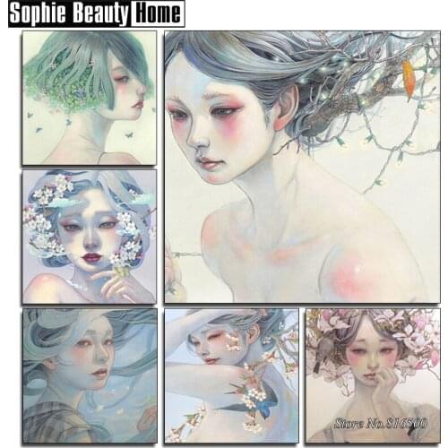 Diy 5D Diamond Painting Cross Stitch Butterfly Bird and Beauty Diamond Embroidery Pattern Full Drill Mosaic Home Decor Art062905