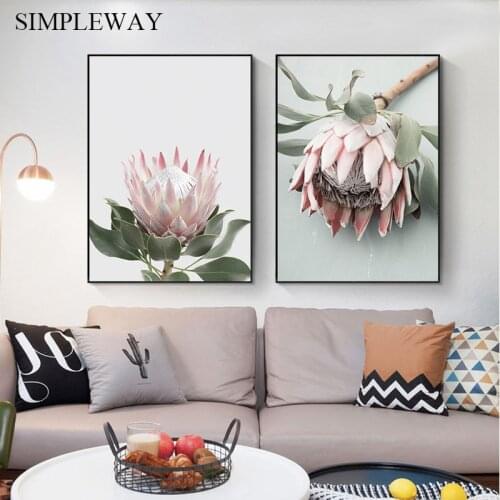 Protea King Flower Plant Picture Botanical Art Poster Nordic Floral Wall Art Canvas Print Painting Modern Living Room Decoration