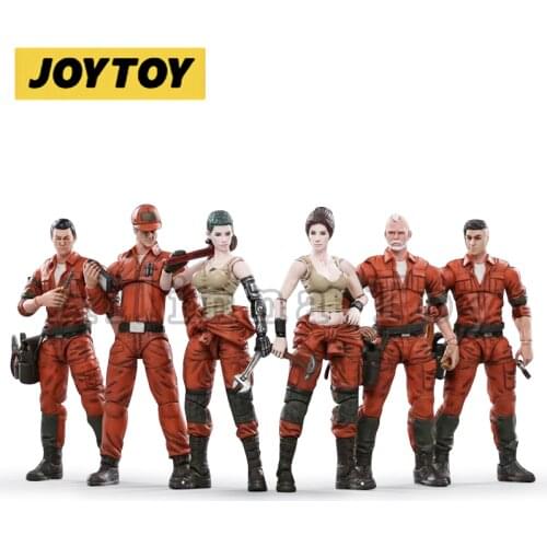 JOYTOY 1/18 3.75inch Action Figure (6PCS/SET) Mech Maintenance Team B Collection Model Toy For Gift Free Shipping