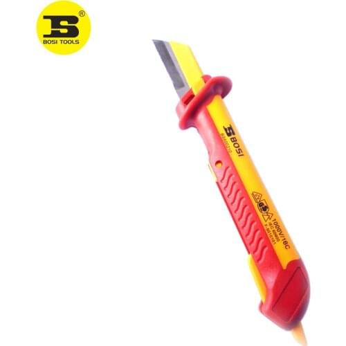 BOSI Eletrician VDE Stainless Steel Wire Cutter Stripping Knife Insulate 1000v