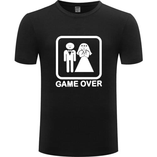 Funny Just Married Game Over Cotton T Shirt Street Style Men Round Neck Summer Short Sleeve Tshirts S-3XL Tops Tees