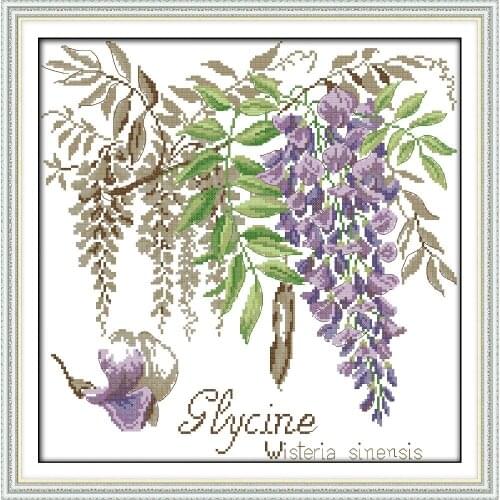 Joy Sunday Violet Chinese Cross Stitch Kits Ecological Cotton Clear Stamped Printed 11CT DIY Gift Wedding Decoration For Home