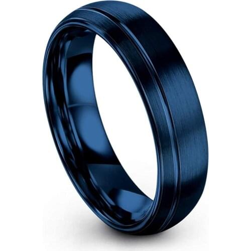 6mm Stainless Steel Jewelry Blue Groove Arc Shaped Lady Ring Fashion Creative Jewelry Accessories