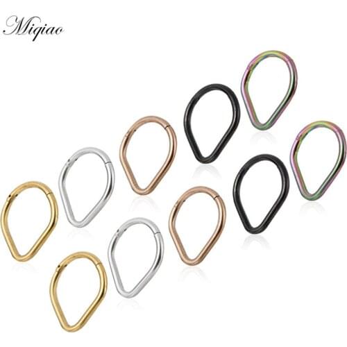 Miqiao 2pcs Hot Sale Stainless Steel Hypoallergenic Drop-shaped Nose Ring 8mm-12mm Exquisite Human Body Piercing Jewelry