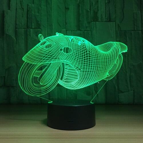 Motorcycle 3d Night Light Creative Vision Lamp Energy-saving Led Lamp Remote Touch switch Lovely 7 color change 3D Lamp