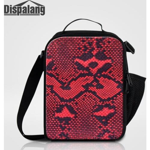 Men Thermal Canvas Lunch Bags Fox Wolf Dinosaur Snake Boys Food Picnic Cooler Bag Children Small Zipper Lunch Box Bag For School