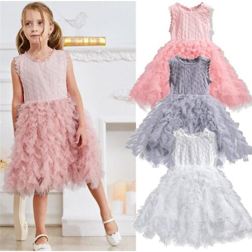 Fancy Kids Dresses For Girls Lace Casual Wear Summer Girls Dress Princess Party Dress Teenager Girls Clothing Infant Vestidos